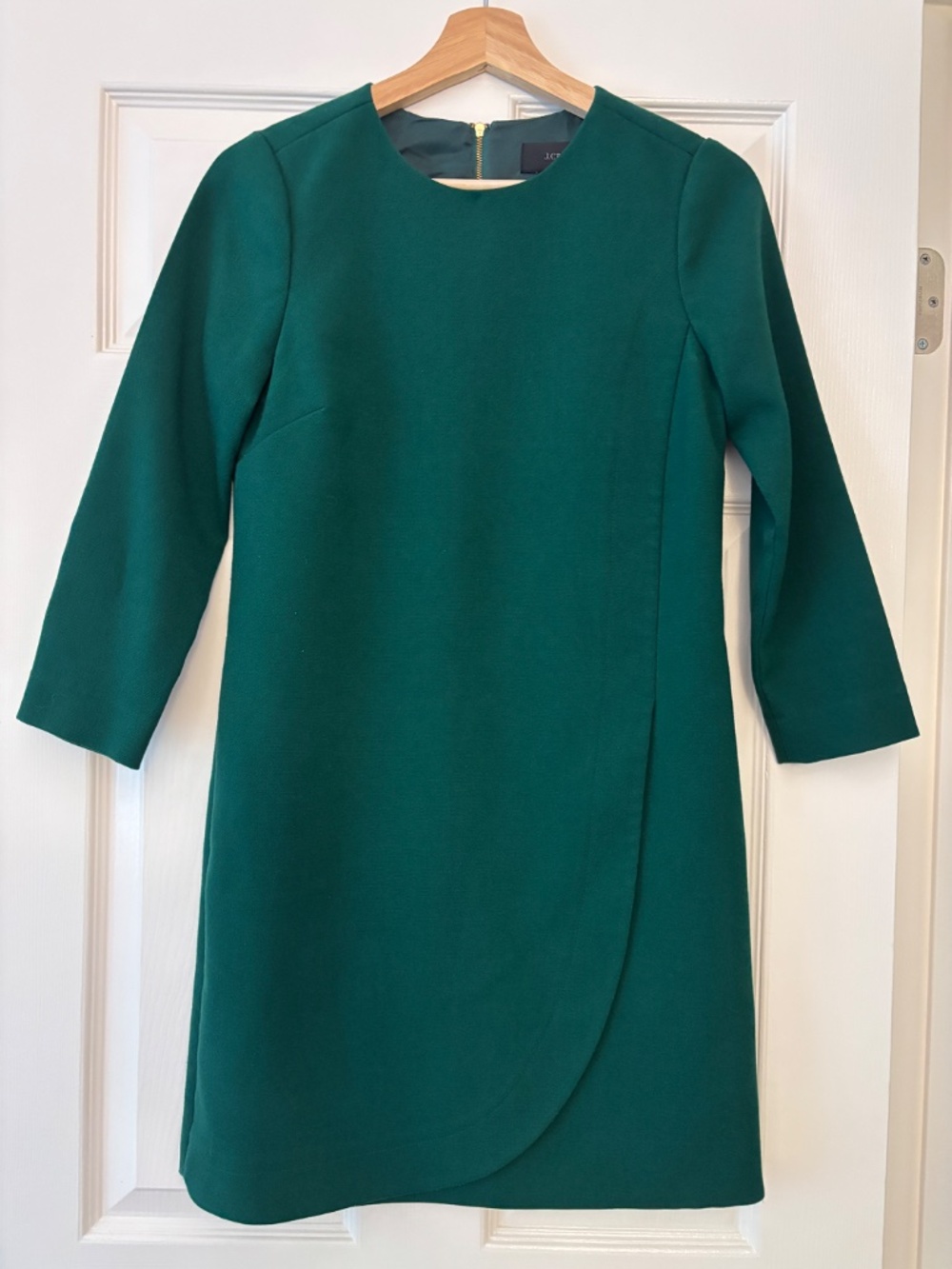 J Crew Long Sleeve Shift Dress Emerald Green Size 00 - Picture 3 of 9